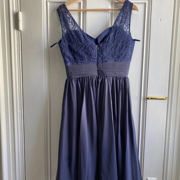 Adas Bridal - Periwinkle Mid-length Lace and Chiffon Dress - Picture 3 of 4